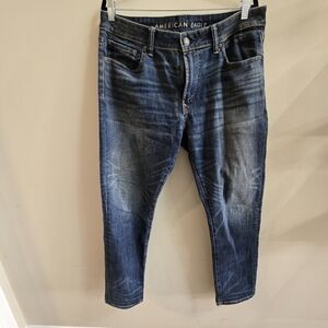 American Eagle Outfitters Men's Dark Blue Slim Next Level Airflex Jeans 36×30